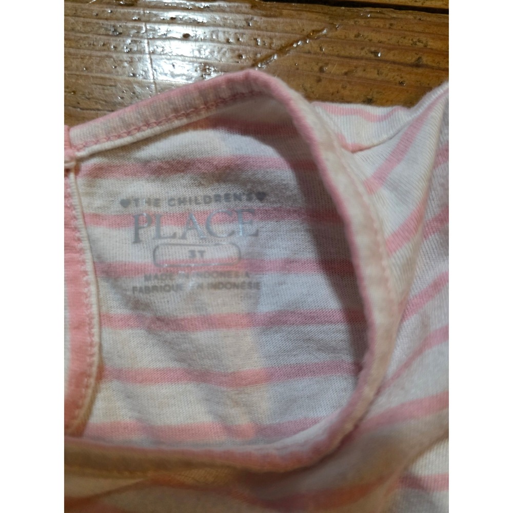 The Childrens Place Girls Pink White Striped Flutter Sleeve Romper 3T - Picture 2 of 3